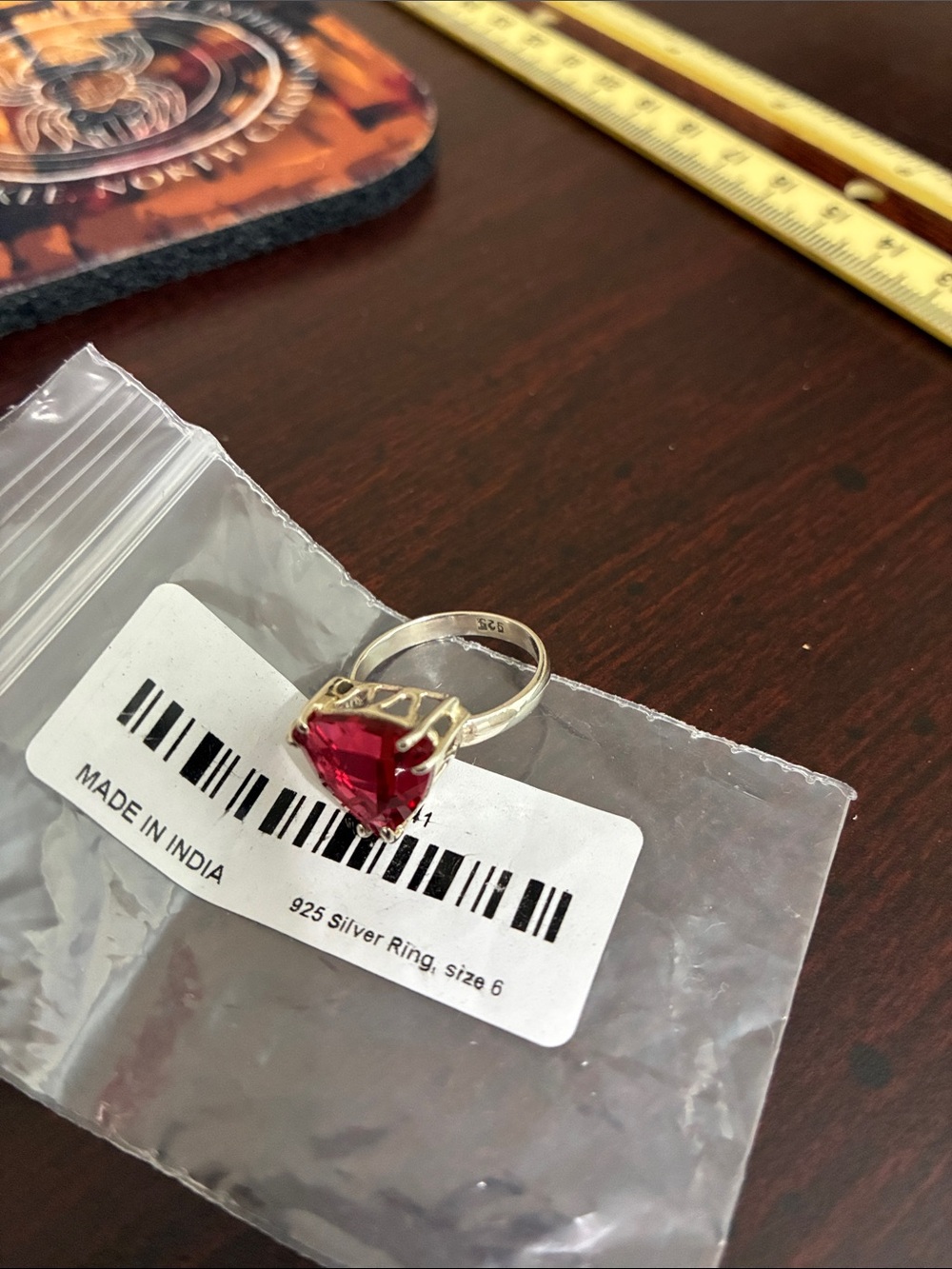 Natural Pink Tourmaline size 6 in sterling silver - Picture 7 of 7